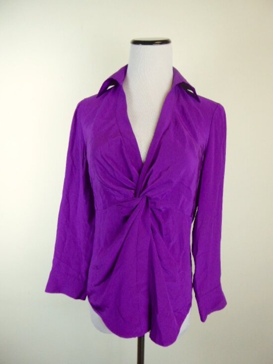 Diane Von Furstenberg Tops - DIANE VON FURSTENBERG berry SILK tunic knot TOP 4